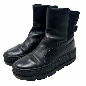 Puma x Fenty Chelsea Sneaker Boots Size 7 Black Leather Platform Punk Gothcore